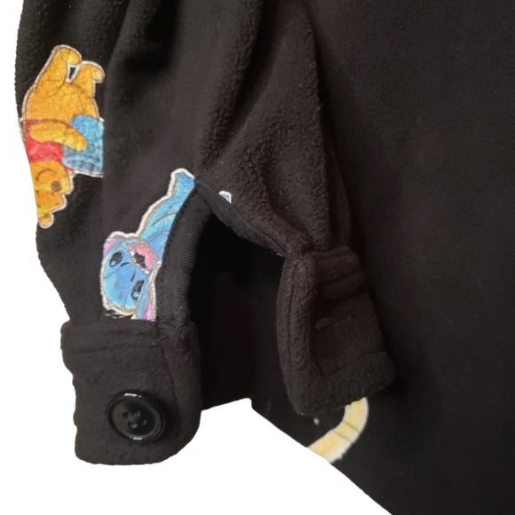 Disney 100 Years Celebration Print Juniors Black Shacket Button Down Size L - Picture 3 of 6